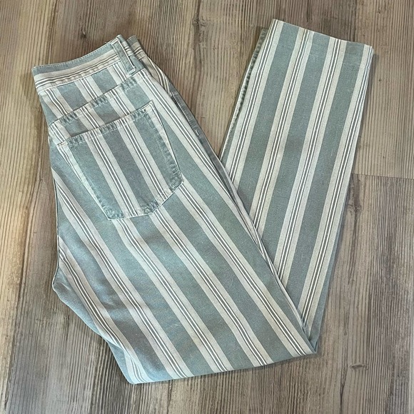 Vintage 90s GAP Green Stripe Cotton High Waist Crop Jeans Cheeky Denim Pants - 4 - Picture 8 of 8